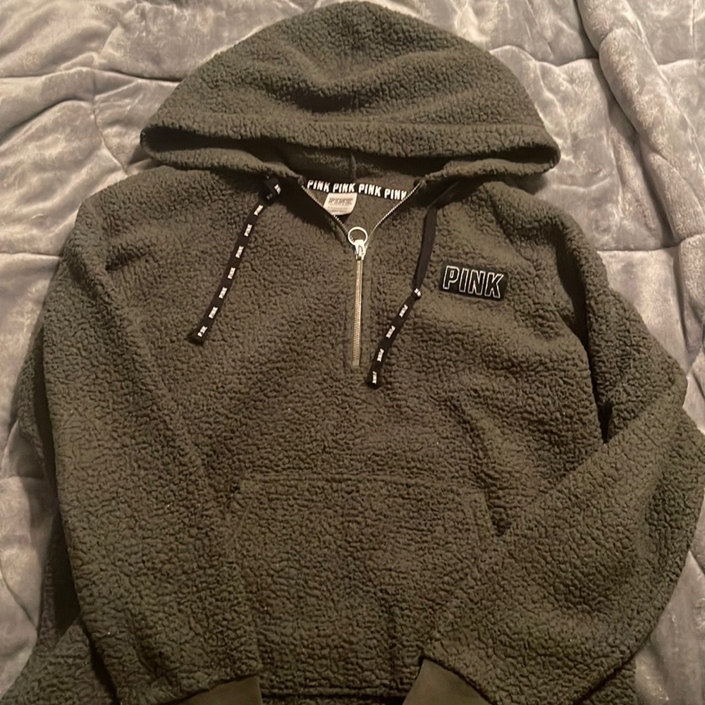 Army green Victoria secret pink half zip